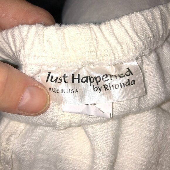 Just Happened by Rhonda Small White Linen Pull On Fringe Capri Crop Pants S USA - Picture 7 of 8